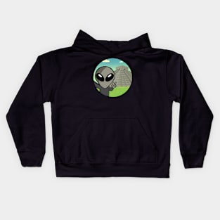 Space Alien Selfie Chichen Itza - Version 2 Kids Hoodie